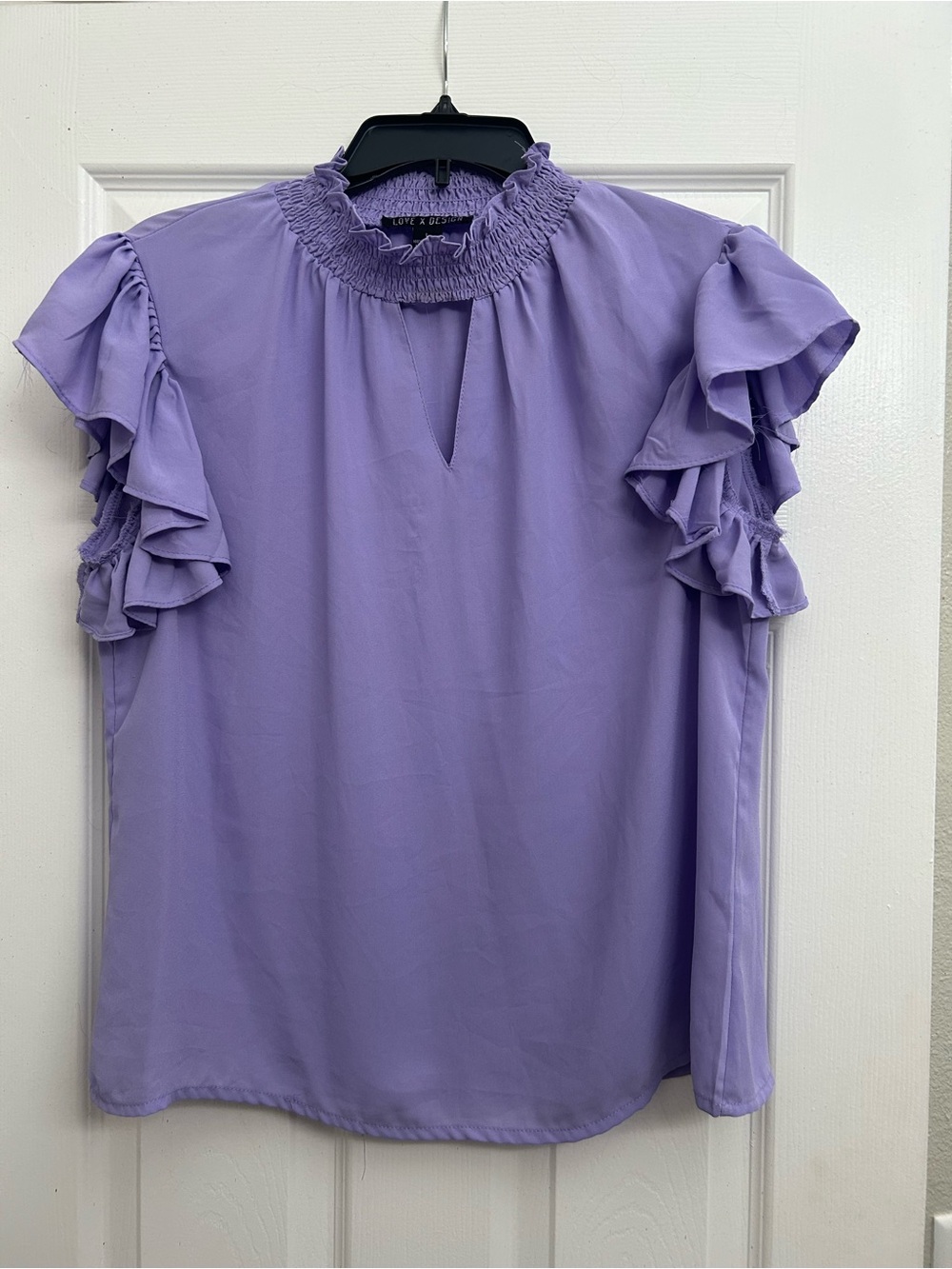 Lavender Ruffle Sleeve Blouse - Women's Top